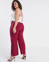 Thumbnail for your product : Simply Be velour trim pants in pink