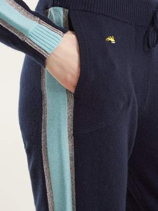 Bella Freud Billie Intarsia Knit Cashmere Blend Track Pants - Womens - Navy Silver
