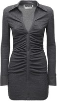 Thumbnail for your product : Rotate by Birger Christensen Simone Crimped Jersey Mini Shirt Dress