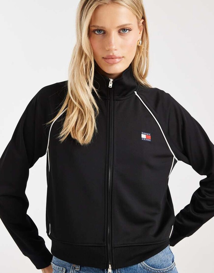Tommy Jeans badge sporty track jacket in black