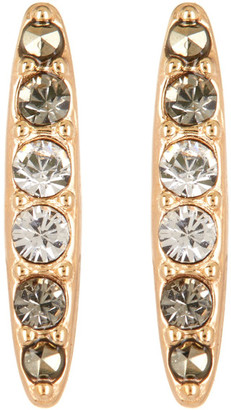 Judith Jack 10K Gold Plated Sterling Silver Crystal Swarovski Marcasite Pave Bar Stud Earrings