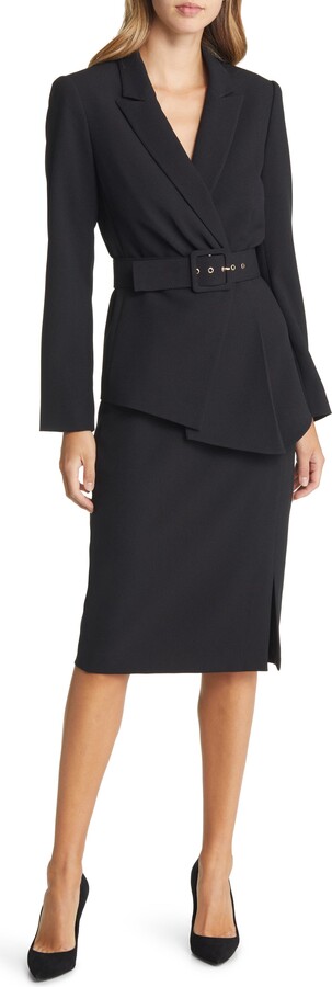 Tahari ASL Belted Wrap Skirt Suit - ShopStyle