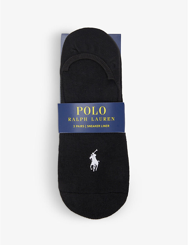 Polo Ralph Lauren Womens White Logo-embroidered Stretch-jersey Socks Pack  of Three - ShopStyle