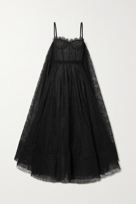 Alexander McQueen Cape-effect Lace Gown - Black