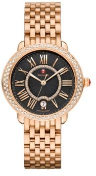 Michele Serein 16 Diamond & Rose Goldtone Stainless Steel Bracelet Watch