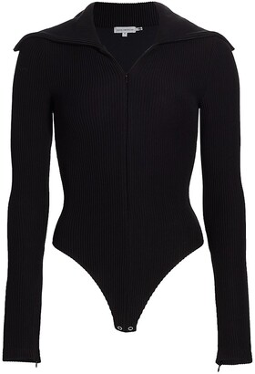 Good American Funnel Neck Zip Bodysuit - ShopStyle Tops