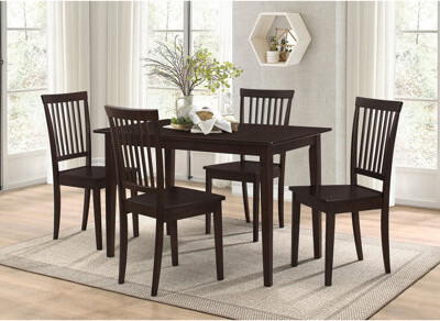 Ebern Designs Modern 5-Piece Cappuccino Dining Set With Rectangular Table And Comfortable Slat-Back Chairs For Elegant Home Dining Dining Table Set