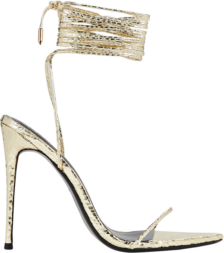 gold lace up sandals flat