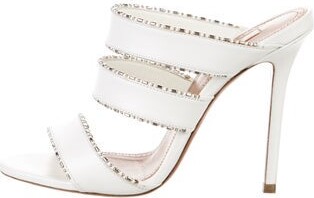Alaia Leather Beaded Accents Slides