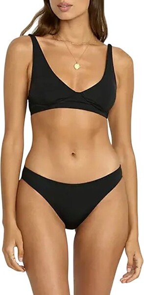 Women's Billabong Sol Searcher Cami Plunge Swim Bikini Top Juniors Small Black Pebble