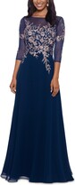 Thumbnail for your product : Betsy & Adam Embroidered 3/4-Sleeve Gown