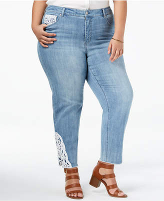 Style&Co. Style & Co Plus Size Crochet Tummy-Control Slim Ankle Jeans, Created for Macy's