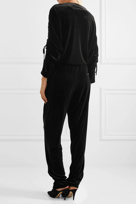 Preen Line Ruby Ruched Velvet Jumpsuit - Black