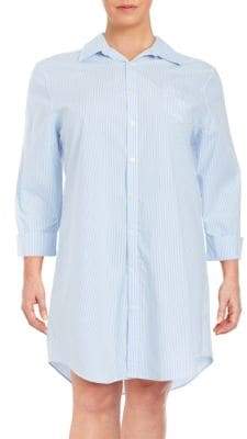 Lauren Ralph Lauren Plus Striped Cotton-Blend Sleepshirt