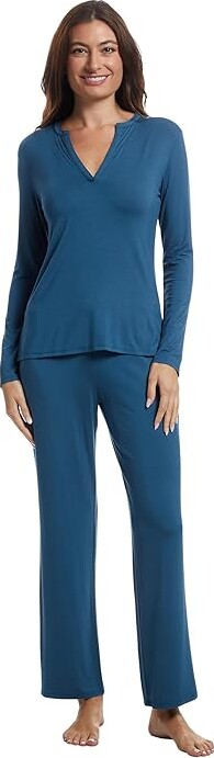 (取寄) ナトリ レディース フェザーズ エッセンシャル ノッチ Pj セット Natori women Feathers Essentials Notch PJ Set Midnight Teal Natori Feathers Essentials Pullover PJ Set Women's Pajama Sets