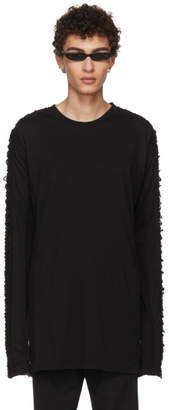 Julius Black Long Sleeve Lace-Up T-Shirt