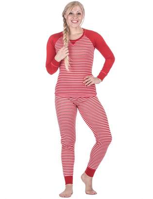 Noble Mount Women's Knit Sleep/Lounge Set (Juniors) - Stripes Red