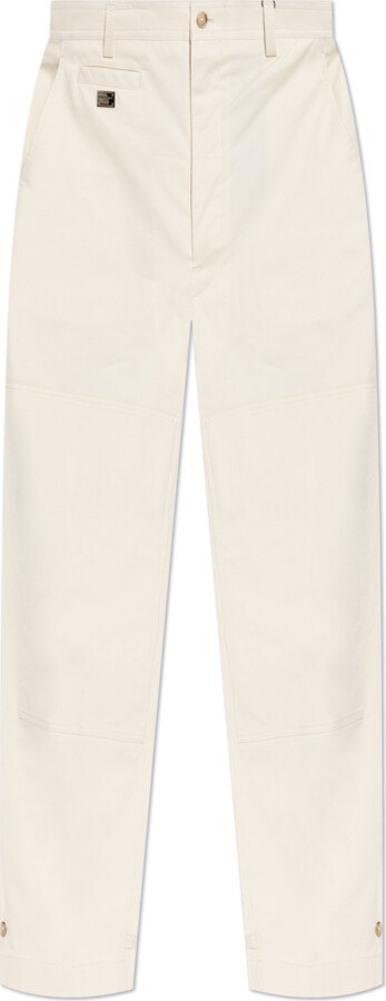 Dolce & Gabbana Cotton Trousers With Stitching  - Cream