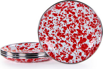 Golden Rabbit Set of 4 Red Swirl Appetizer Plates