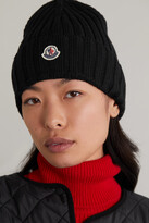 Thumbnail for your product : Moncler Appliquéd Ribbed Wool Beanie