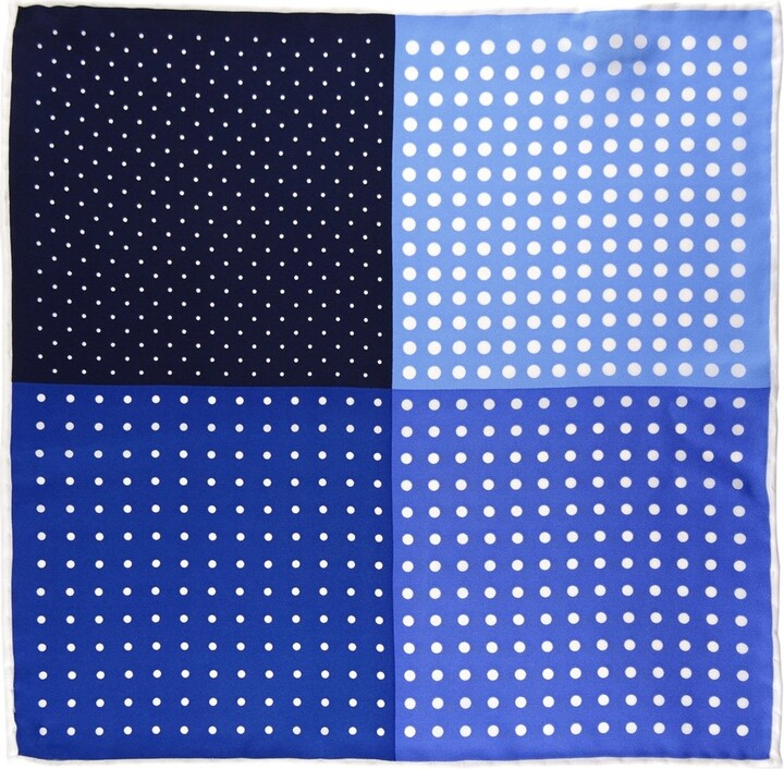 TigerTie Multi handkerchief in marine royal blue darkblue white polka ...