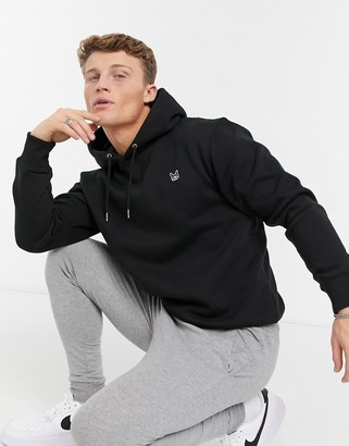 Jack and Jones Essentials oversized hoodie with dog logo in black -  ShopStyle