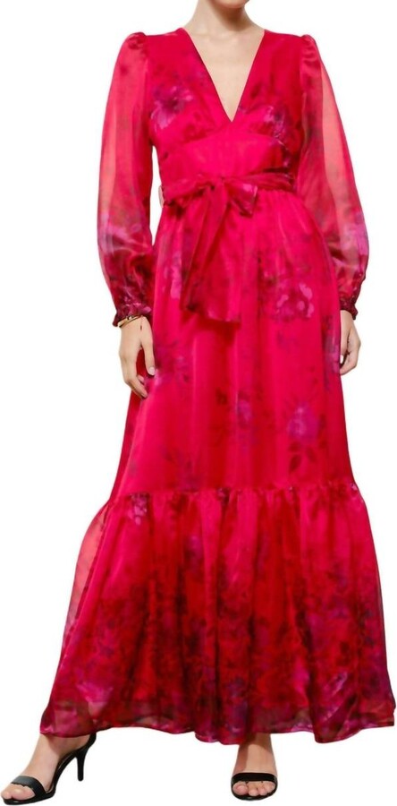 INA Fashion Floral Organza Gown In Pink