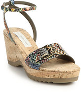 Thumbnail for your product : Stella McCartney Ayers Faux Snakeskin Mid-Wedge Cork Sandals