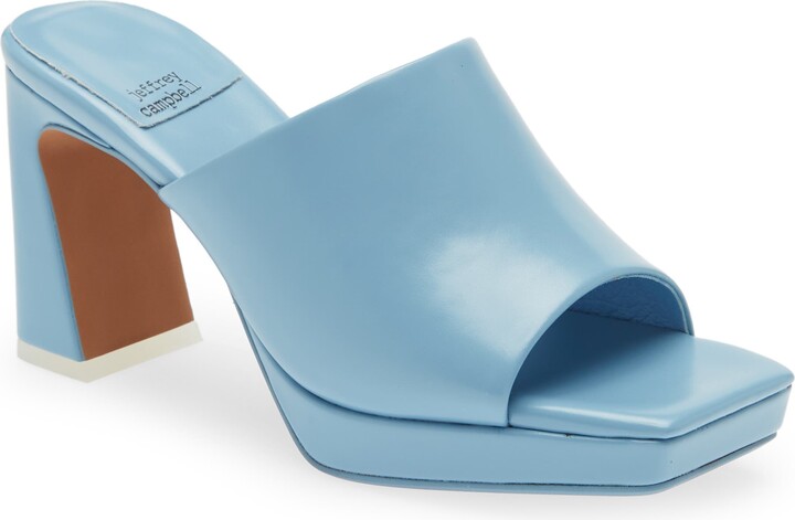 light blue platform pumps