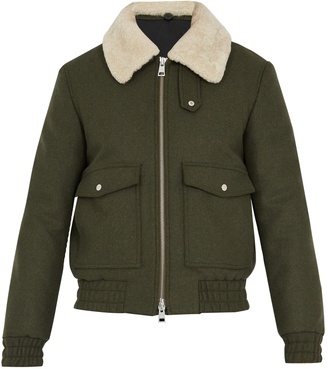 Ami Shearling-collar wool-blend bomber jacket