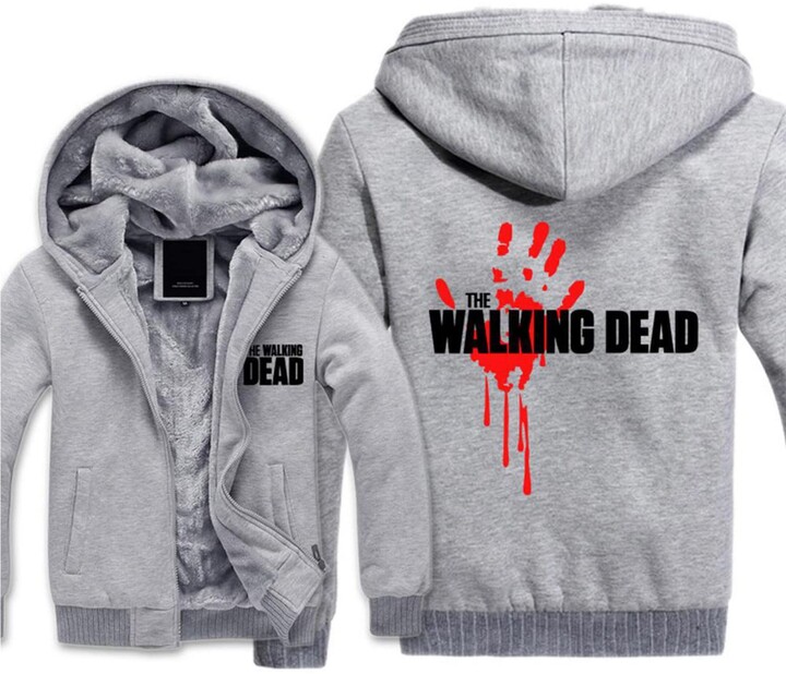Wenhui Mens Hoodies Zip Up Fleece Lined Jacket The Walking Dead Print Sweatshirt Wool Warm Pullover Thick Coats Color B Size S Shopstyle