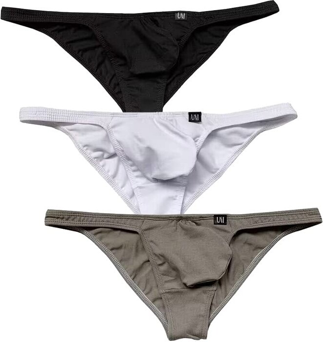 COMLIFE Men's Cotton Hip Bulge Pouch Bikini Briefs Underwear Solid ...
