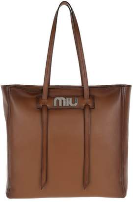 Miu Miu Grace Lux Soft Leather Shopping Bag Cognac