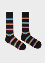 Thumbnail for your product : Paul Smith Men's Black Multi-Coloured Block Stripe Socks