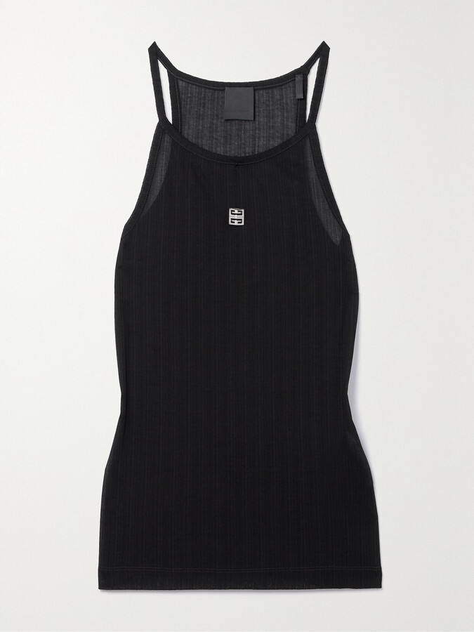 Givenchy Embellished Ribbed Cotton Tank - Black