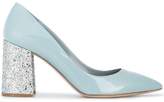Thumbnail for your product : Miu Miu Blue Patent 85 Glitter Heel Pumps