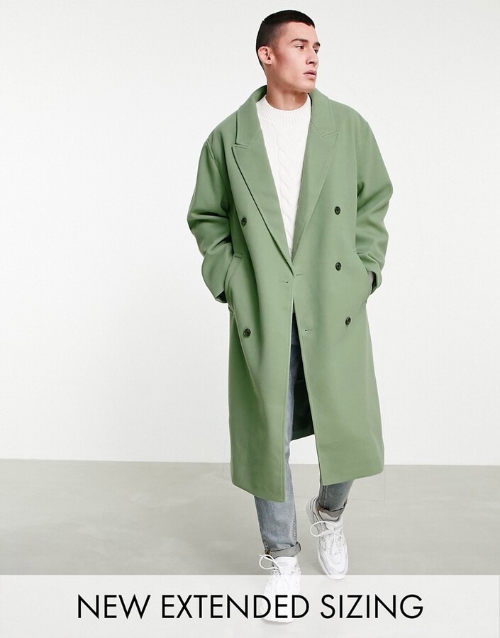 ASOS DESIGN oversized wool look overcoat in sage green - ShopStyle  Raincoats & Trench Coats