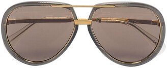 Gucci Eyewear Logo-Engraved Pilot-Frame Sunglasses