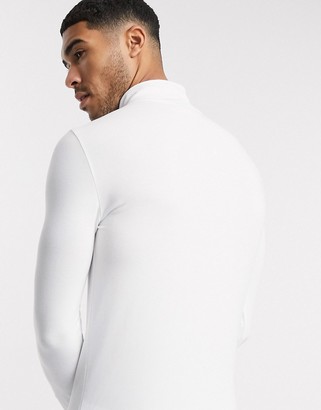 ASOS DESIGN muscle long sleeve t-shirt with roll neck in white