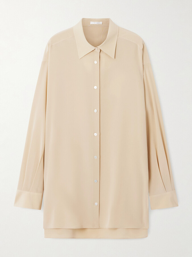 The Row Luka Oversized Cotton-poplin Shirt - Cream