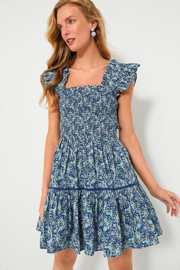Hyacinth House Blue Floral Smocked Eleanor Mini Dress - ShopStyle