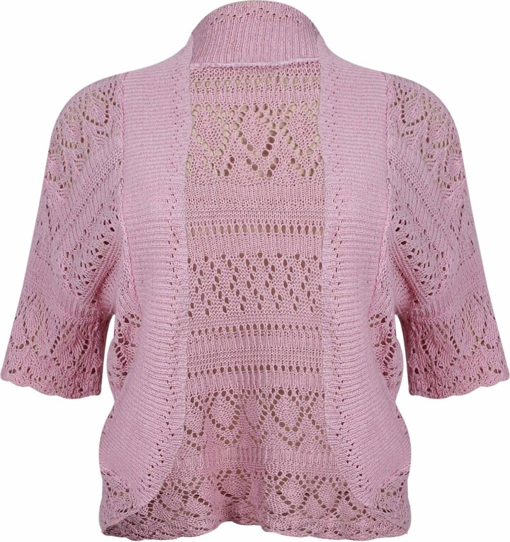 Purple Hanger Curvy Womens New Crochet Front Open Ladies Short Sleeve