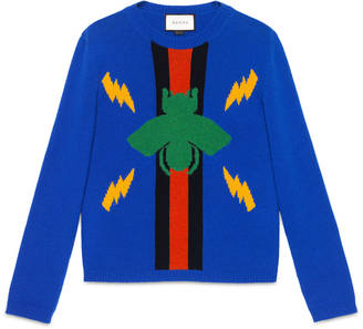 Gucci Bee jacquard wool sweater