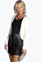 Thumbnail for your product : boohoo Faith Collarless Contrast Piping Blazer