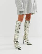 Thumbnail for your product : Lost Ink stiletto knee high boot in snake