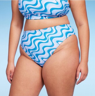 Wild Fable Women' High Leg Cheeky Bikini Bottom Blue Swirl Print 1X -  ShopStyle Two Piece Swimsuits