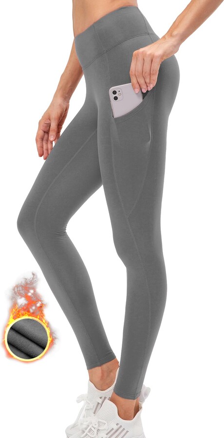 Warm Fleece Lined Leggings For Women High Waisted Thick Winter Tights  Seamless Tummy Control Thermal Leggings Gray M