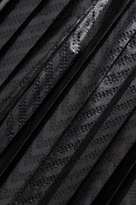 Noir Kei Ninomiya Pleated Printed Coated-jersey Midi Skirt - Black