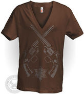Thumbnail for your product : American Apparel COWBOY PISTOLS Vintage Western Sheriff 6456 Deep V Neck T Shirt