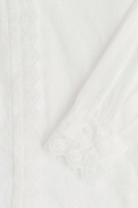 Vilshenko Cotton Blouse with Floral Lace Trim